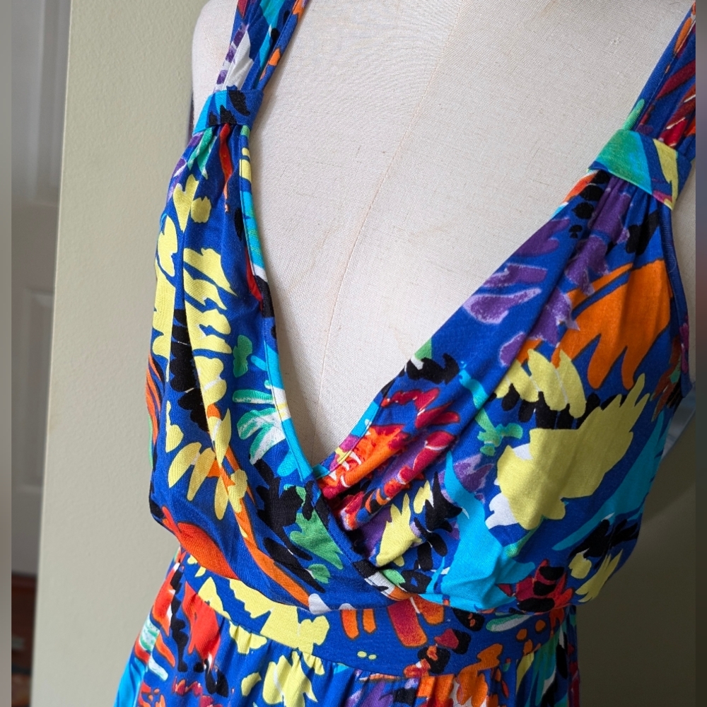 Spense Vibrant Multi-Color Faux Wrap Floral Sleeveless Maxi Dress - Size Small - Picture 5 of 11
